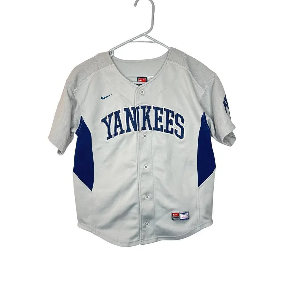 Nike Yankees Jersey Youth Medium Johnson #41 MLB RN 81917 Button Down Vintage